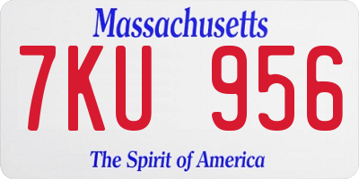 MA license plate 7KU956
