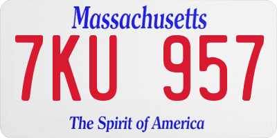 MA license plate 7KU957