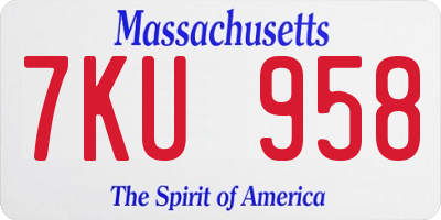 MA license plate 7KU958