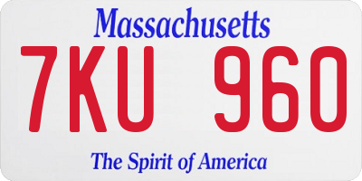 MA license plate 7KU960