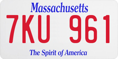 MA license plate 7KU961
