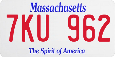 MA license plate 7KU962