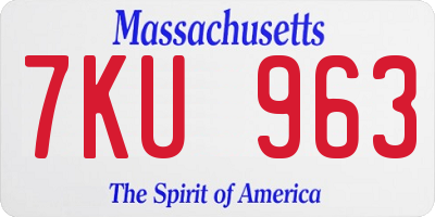 MA license plate 7KU963