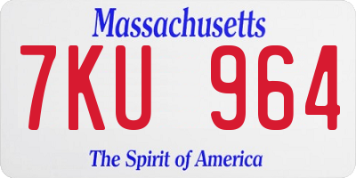 MA license plate 7KU964