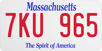 MA license plate 7KU965