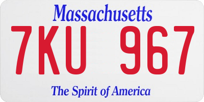 MA license plate 7KU967