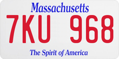 MA license plate 7KU968