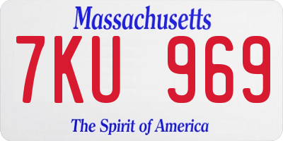 MA license plate 7KU969