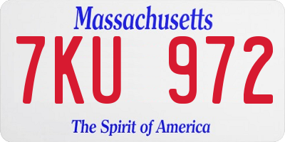 MA license plate 7KU972