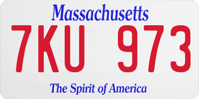 MA license plate 7KU973