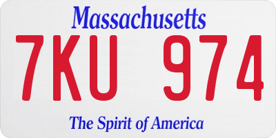 MA license plate 7KU974