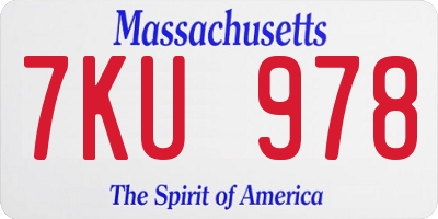 MA license plate 7KU978