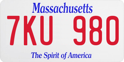 MA license plate 7KU980