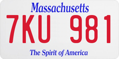 MA license plate 7KU981