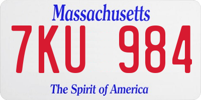 MA license plate 7KU984