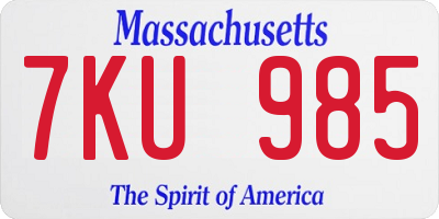MA license plate 7KU985