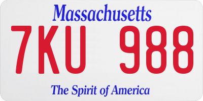 MA license plate 7KU988