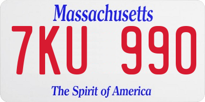 MA license plate 7KU990