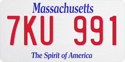 MA license plate 7KU991
