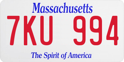 MA license plate 7KU994