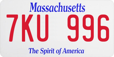 MA license plate 7KU996