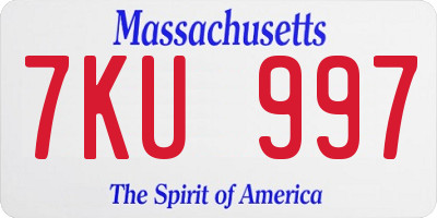 MA license plate 7KU997