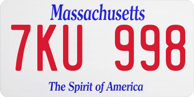 MA license plate 7KU998