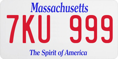 MA license plate 7KU999