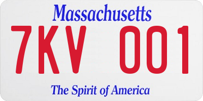 MA license plate 7KV001