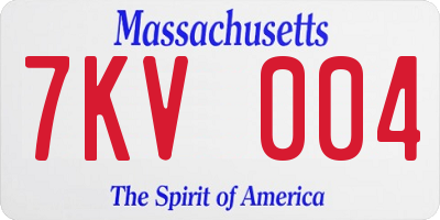 MA license plate 7KV004