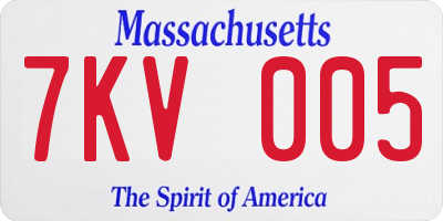 MA license plate 7KV005