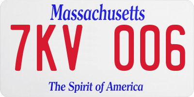 MA license plate 7KV006