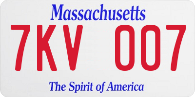 MA license plate 7KV007