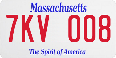 MA license plate 7KV008