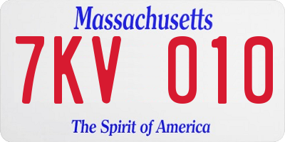 MA license plate 7KV010