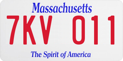 MA license plate 7KV011