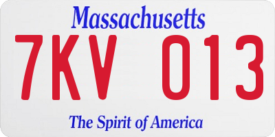 MA license plate 7KV013