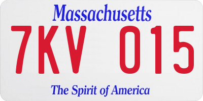 MA license plate 7KV015