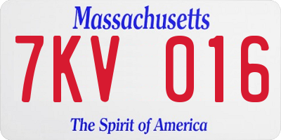 MA license plate 7KV016
