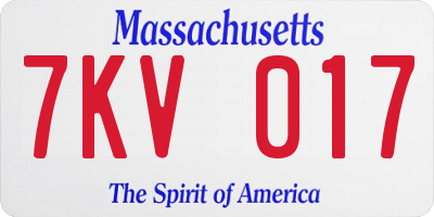 MA license plate 7KV017