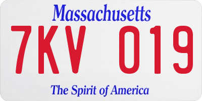 MA license plate 7KV019