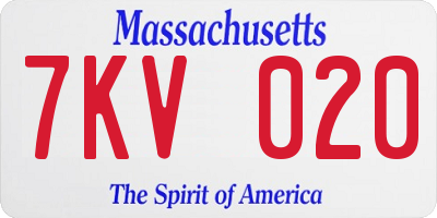 MA license plate 7KV020