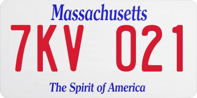 MA license plate 7KV021