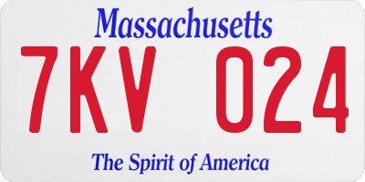 MA license plate 7KV024