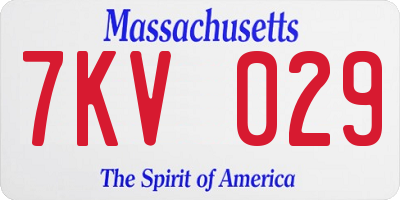 MA license plate 7KV029