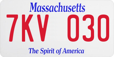 MA license plate 7KV030