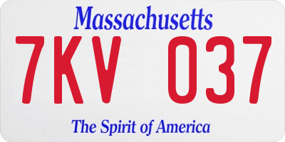 MA license plate 7KV037
