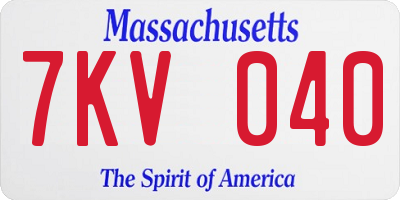 MA license plate 7KV040