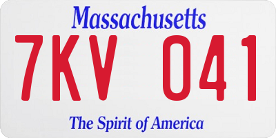 MA license plate 7KV041