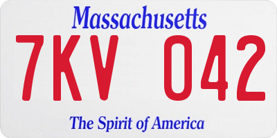 MA license plate 7KV042